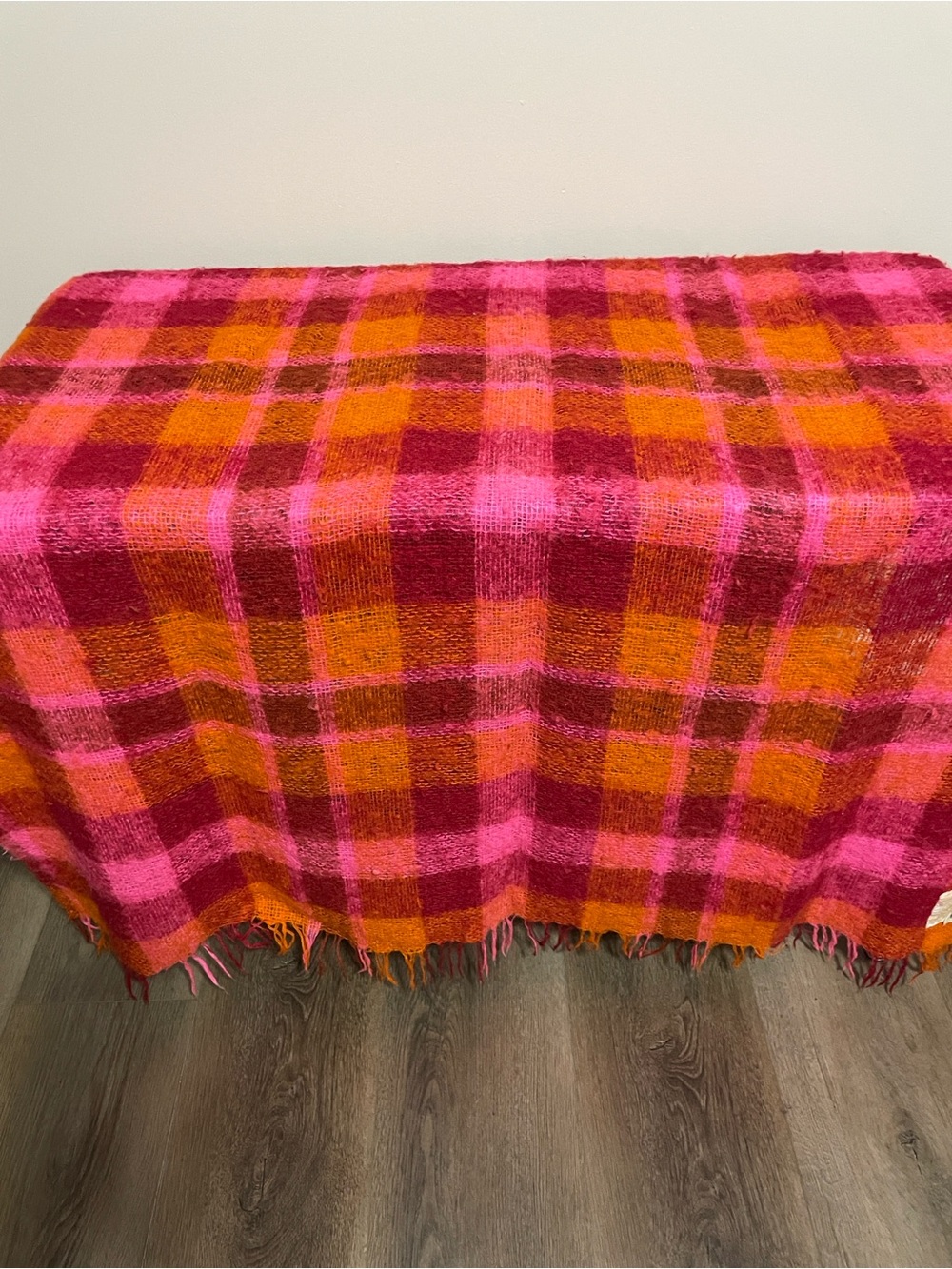 Vintage Hudson’s Bay Mohair Blend Plaid Throw